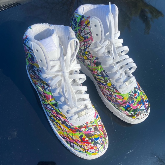 Splatter Air Force 1s High Top Customized Size 10.5 - Picture 4 of 5